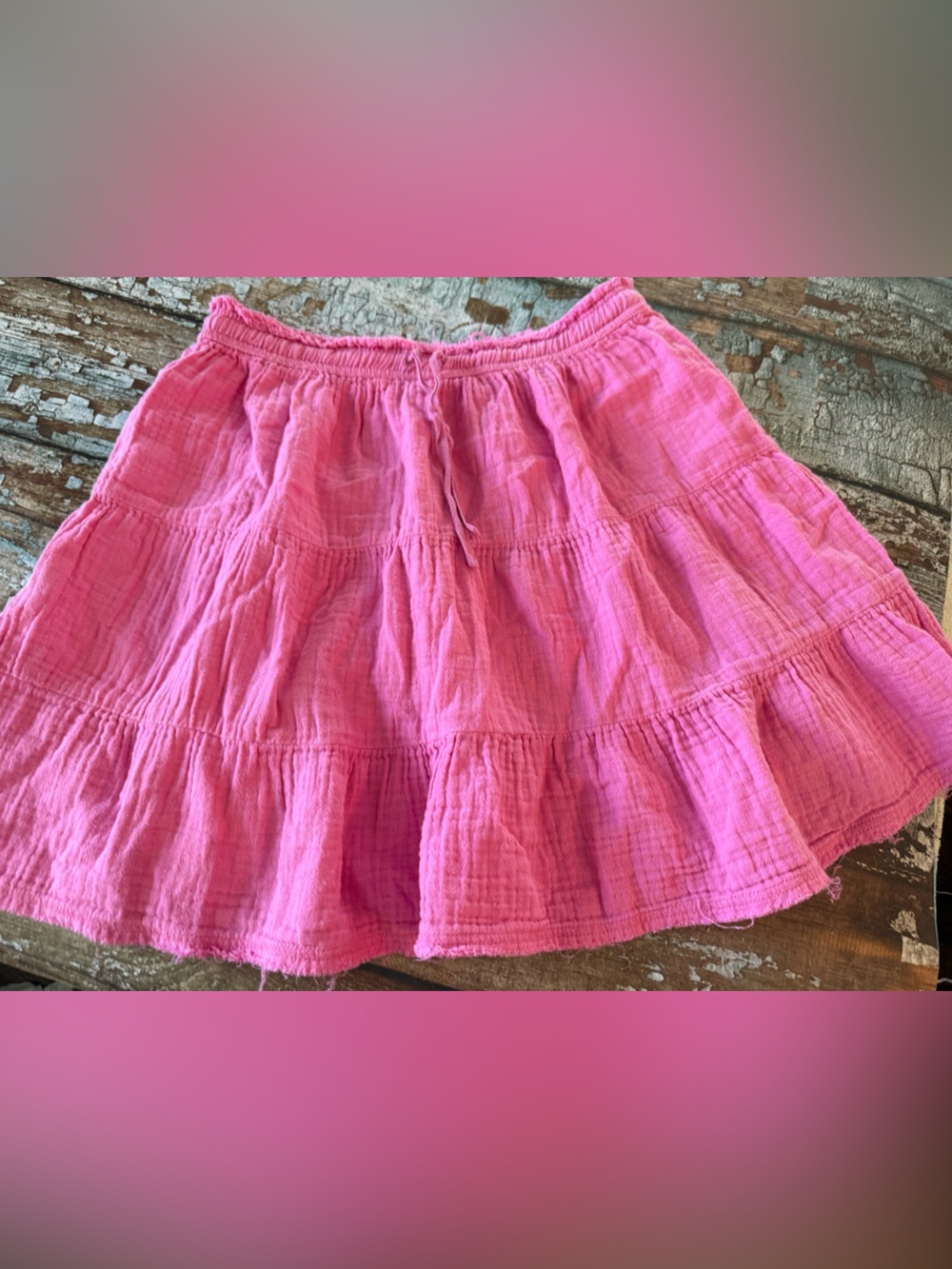 aerie Pink Tiered A-Line Cotton Gauzy Skirt